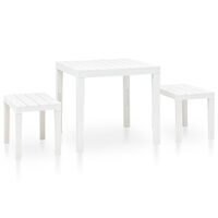 vidaXL Садовий стіл з 2 лавками Білий Пластик