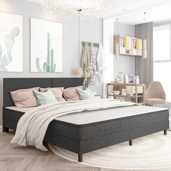 vidaXL Ліжко з пружинним матрацом Сірий 200х200 см Тканина