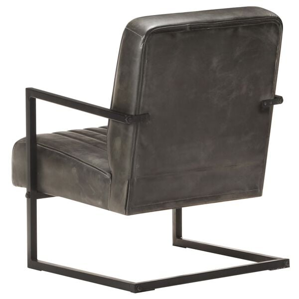 321858 vidaXL Cantilever Sofa Chair Distressed Grey Real Leather