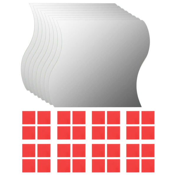 vidaXL Настінні Дзеркала 8 шт Хвиля 20x20 см Скло