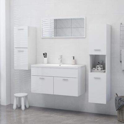 vidaXL Шафа для ванної кімнати Глянцевий білий 30x30x130 см ДСП