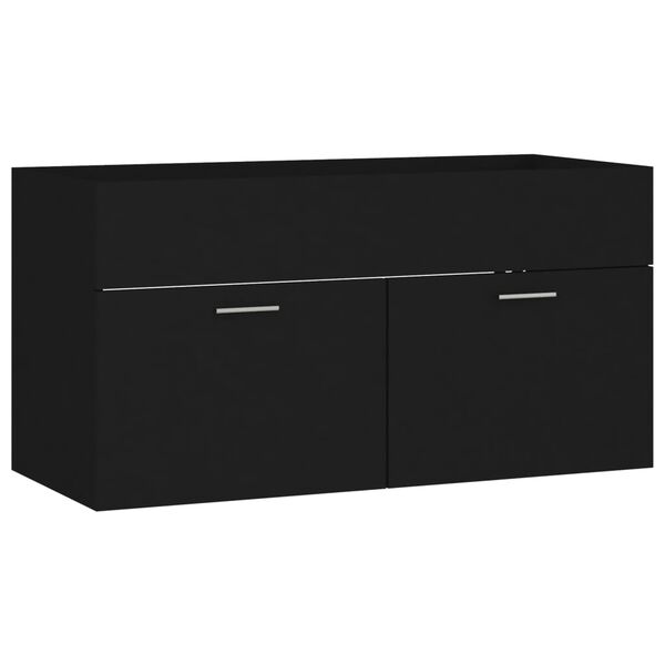 804666 vidaXL Sink Cabinet Black 90x38,5x46 cm Chipboard