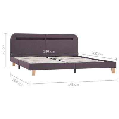 vidaXL Каркас ліжка зі світлодіодами Сіро-коричневий 180x200см Тканина