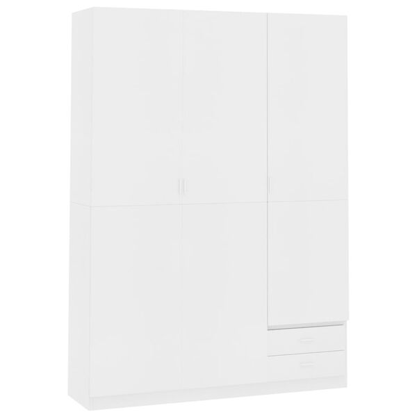 800792 vidaXL 3-Door Wardrobe White 120x50x180 cm Chipboard