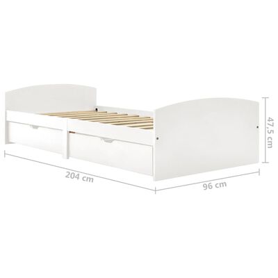 vidaXL Каркас Ліжка з 2 Шухлядами Білий 90х200 см Масив Сосни