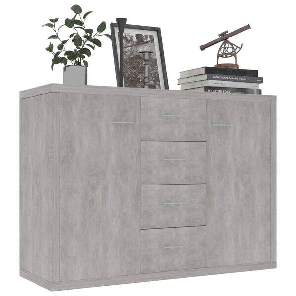 800688 vidaXL Sideboard Concrete Grey 88x30x65 cm Chipboard