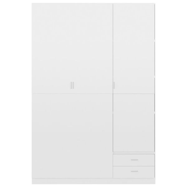 800798 vidaXL 3-Door Wardrobe High Gloss White 120x50x180 cm Chipboard