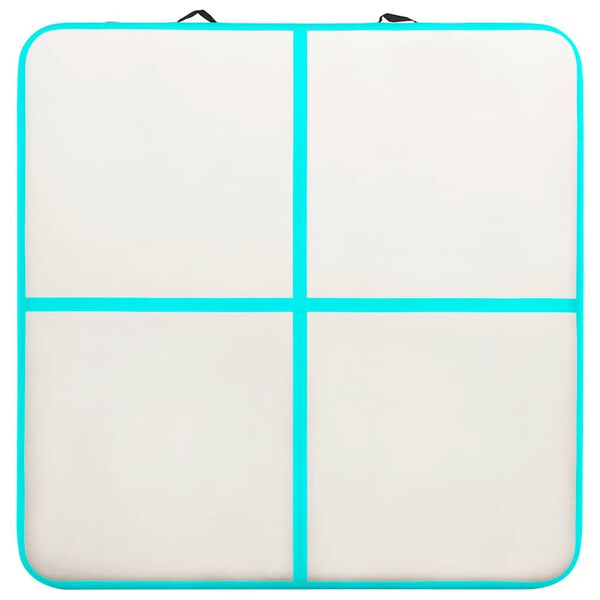 vidaXL Надувний Гімнастичний Мат з Насосом Зелений 200x200x10 см ПВХ