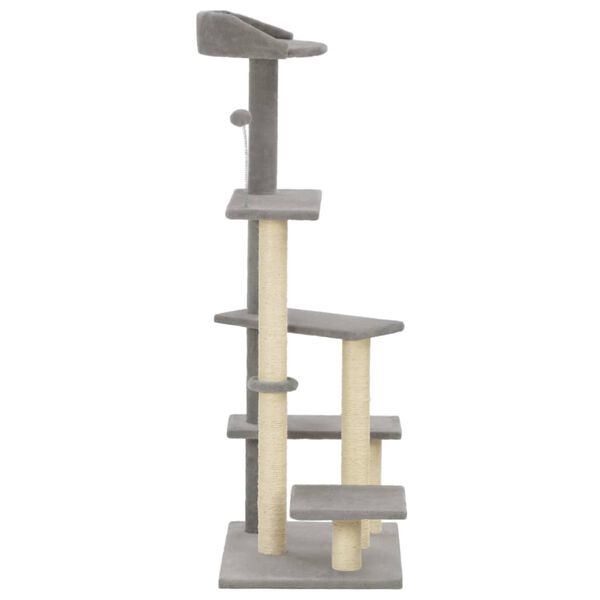 170708 vidaXL Cat Tree with Sisal Scratching Post Grey 125 cm