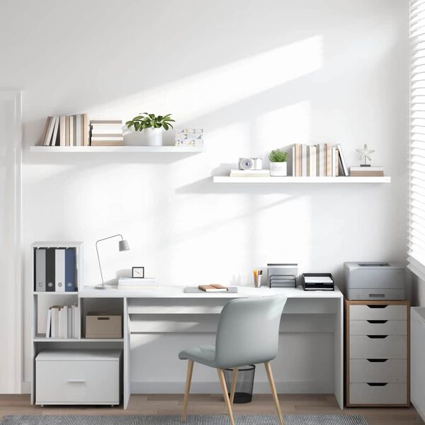 vidaXL Настінні полиці з прихованим кріпленням 2 шт Глянцевий білий 120x23,5x3,8 см МДФ