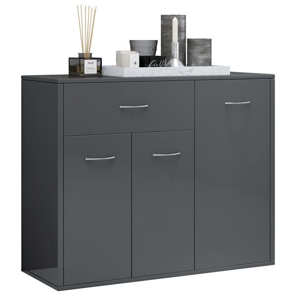 800683 vidaXL Sideboard High Gloss Grey 88x30x70 cm Chipboard