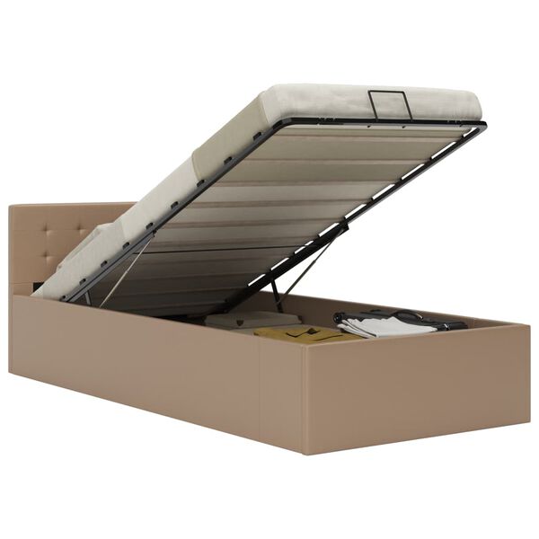 vidaXL Гідравлічний каркас ліжка Капучино 100x200 см Штучна шкіра