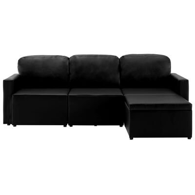 vidaXL 3-місний модульний диван-ліжко Чорний Штучна шкіра