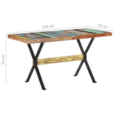 vidaXL Обідній стіл 140x70x76 см Масив відновленої деревини