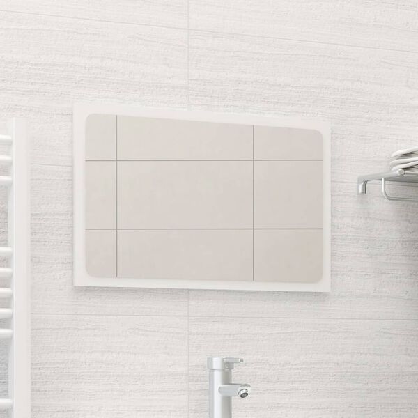 804611 vidaXL Bathroom Mirror High Gloss White 60x1,5x37 cm Chipboard