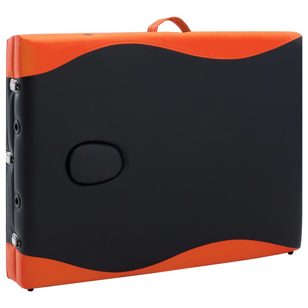 110235 vidaXL 3-Zone Foldable Massage Table Aluminium Black and Orange
