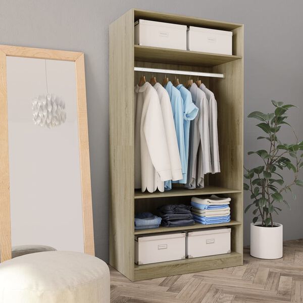 800228 vidaXL Wardrobe Sonoma Oak 100x50x200 cm Chipboard