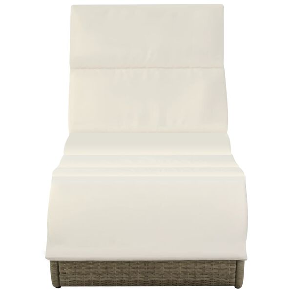 vidaXL Шезлонг з матрацом Сірий Поліротанг