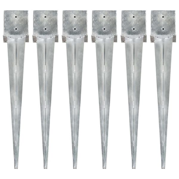 vidaXL Кілочки для Ґрунту 6 шт Сріблястий 14x14x91 см Оцинкована Сталь