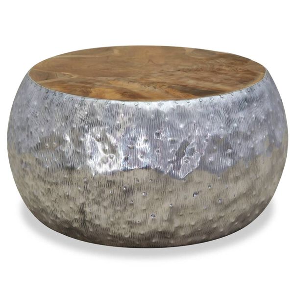 vidaXL Журнальний столик 60x60x30 см Алюміній Тикове дерево