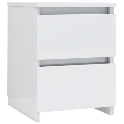 800525 vidaXL Bedside Cabinet High Gloss White 30x30x40 cm Chipboard