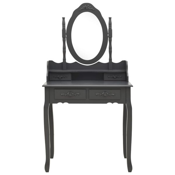 vidaXL Туалетний столик з табуретом Сірий 75x69x140 см Павловнія