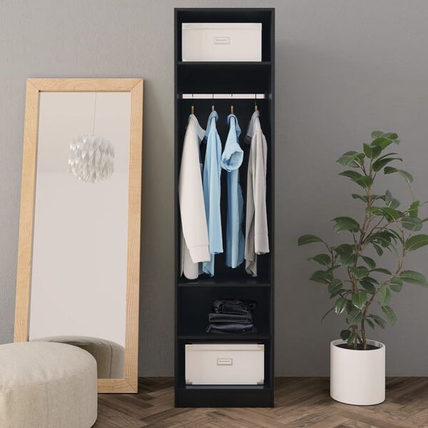 800235 vidaXL Wardrobe Black 50x50x200 cm Chipboard