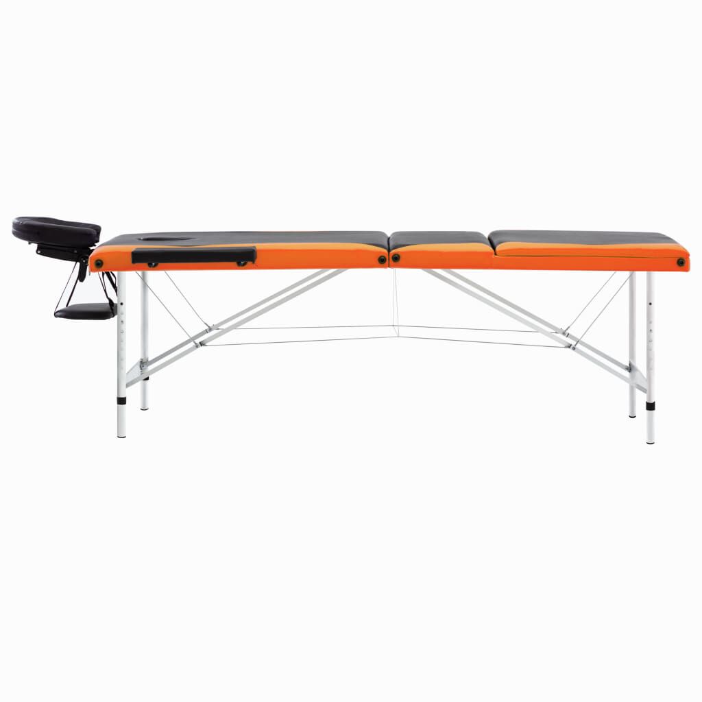 110235 vidaXL 3-Zone Foldable Massage Table Aluminium Black and Orange