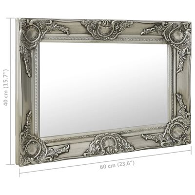 vidaXL Настінне дзеркало в стилі Бароко Сріблястий 60x40 см