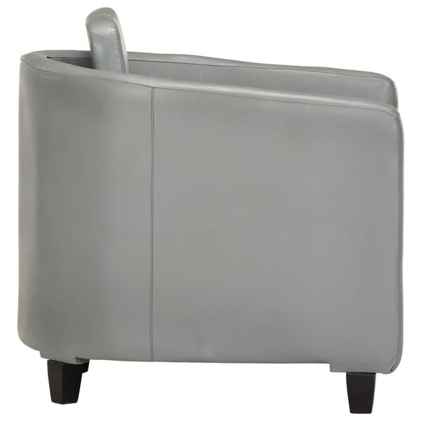 vidaXL Крісло з підлокітниками Сірий Натуральна шкіра