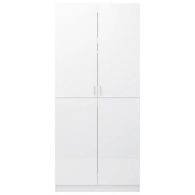800636 vidaXL Wardrobe High Gloss White 90x52x200 cm Chipboard