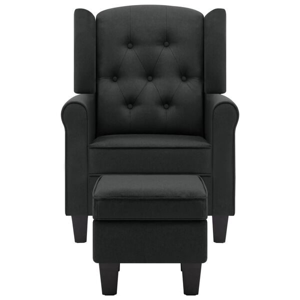 vidaXL Крісло з табуретом для ніг Темно-сірий Тканина