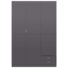 800800 vidaXL 3-Door Wardrobe High Gloss Grey 120x50x180 cm Chipboard