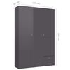 800800 vidaXL 3-Door Wardrobe High Gloss Grey 120x50x180 cm Chipboard