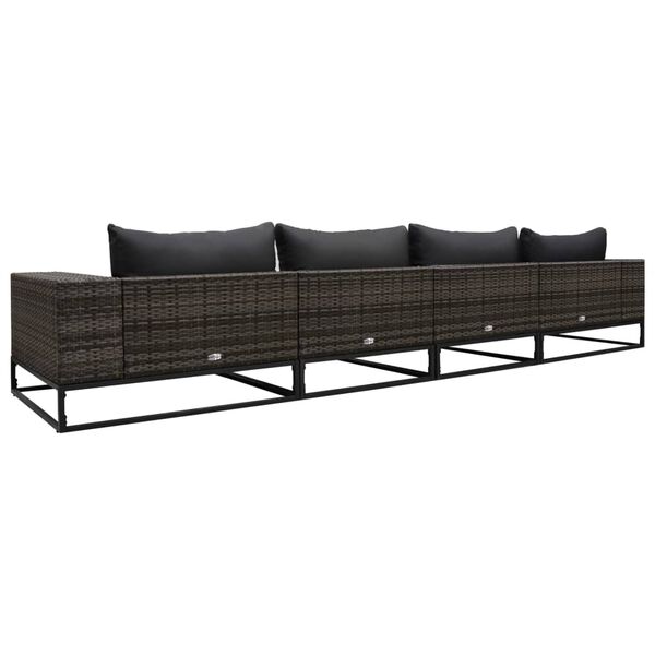 vidaXL Комплект садових диванів з подушками 4 од. Сірий Поліротанг