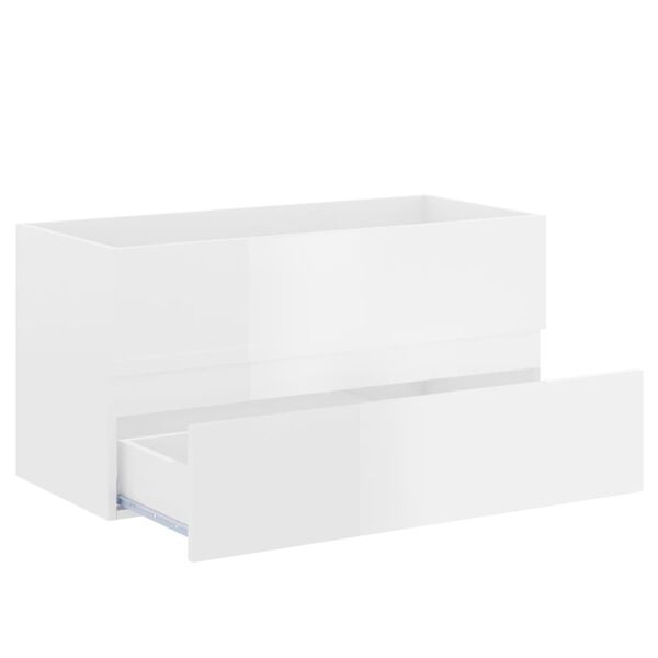 804761 vidaXL Sink Cabinet High Gloss White 90x38,5x45 cm Chipboard