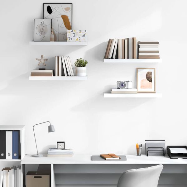 vidaXL Настінні полиці з прихованим кріпленням 4 шт Білий 60x23,5x3,8 см МДФ