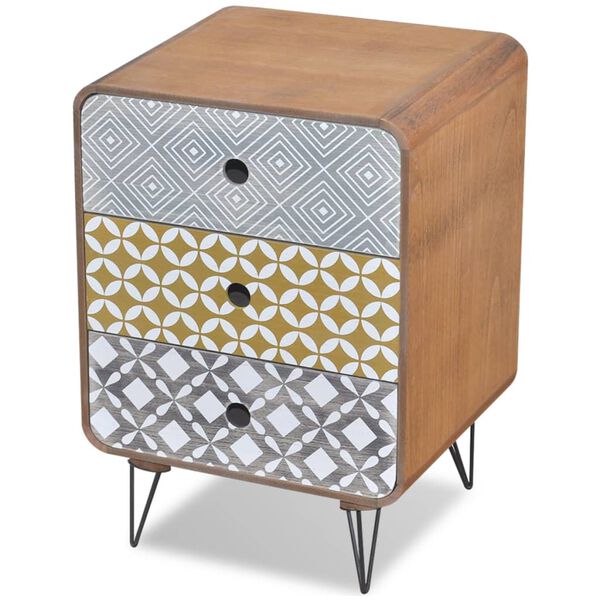 vidaXL Приставна шафа на 3 шухляди Коричневий