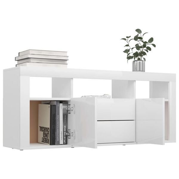 801820 vidaXL TV Cabinet High Gloss White 120x30x50 cm Chipboard