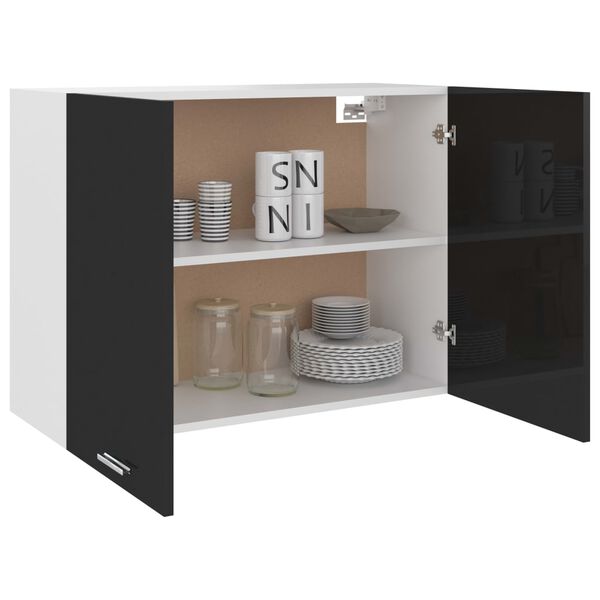 801282 vidaXL Hanging Cabinet High Gloss Black 80x31x60 cm Chipboard