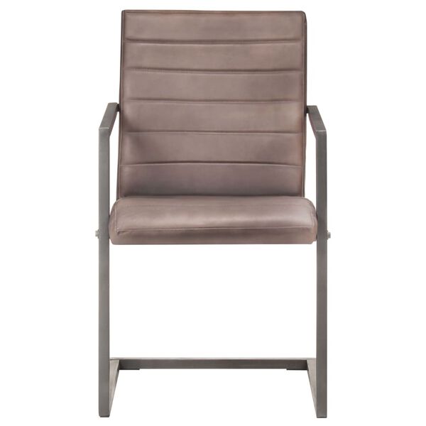 vidaXL Консольні обідні стільці 2 шт Коричневий Натуральна шкіра