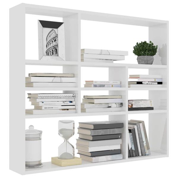 802939 vidaXL Wall Shelf White 90x16x78 cm Chipboard