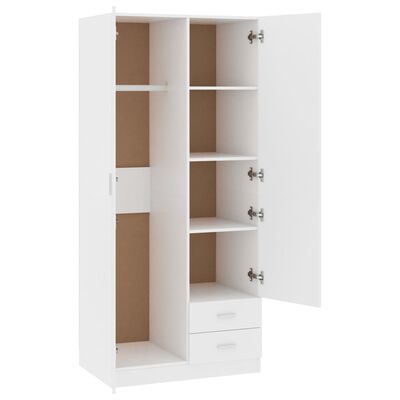 800639 vidaXL Wardrobe White 80x52x180 cm Chipboard