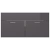 804673 vidaXL Sink Cabinet High Gloss Grey 90x38,5x46 cm Chipboard