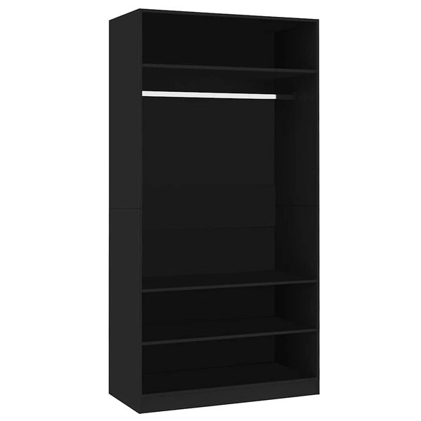 800226 vidaXL Wardrobe Black 100x50x200 cm Chipboard
