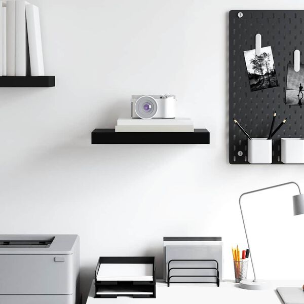 vidaXL Настінна Полиця з Прихованим Кріпленням Чорний 40x23x3,8 см МДФ