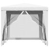 48521 vidaXL Party Tent with 4 Mesh Sidewalls 2,5x2,5 m White