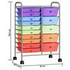 320410 vidaXL XXL 15-Drawer Mobile Storage Trolley Multicolour Plastic
