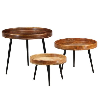 vidaXL Комплект столиків 3 шт Масив дерева манго і сталь