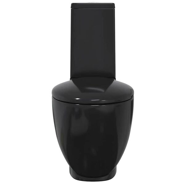 vidaXL Керамічний Унітаз з Нижнім Підключенням Круглий Чорний
